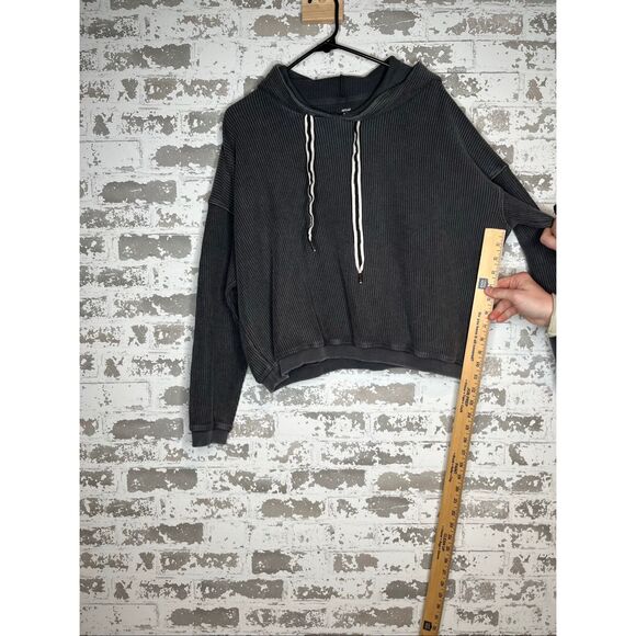 Aerie | women cropped gray ribbed hoodie - Picture 5 of 10